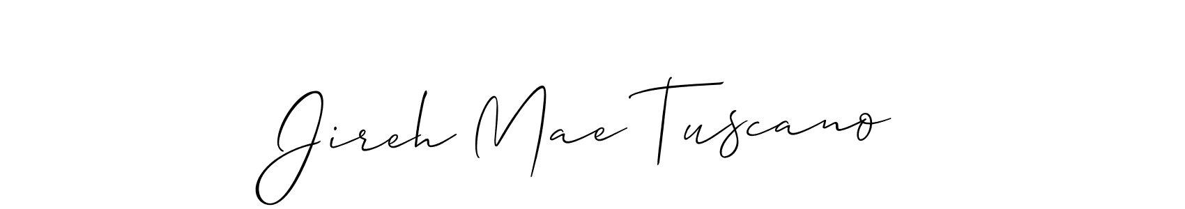 Make a short Jireh Mae Tuscano signature style. Manage your documents anywhere anytime using Allison_Script. Create and add eSignatures, submit forms, share and send files easily. Jireh Mae Tuscano signature style 2 images and pictures png