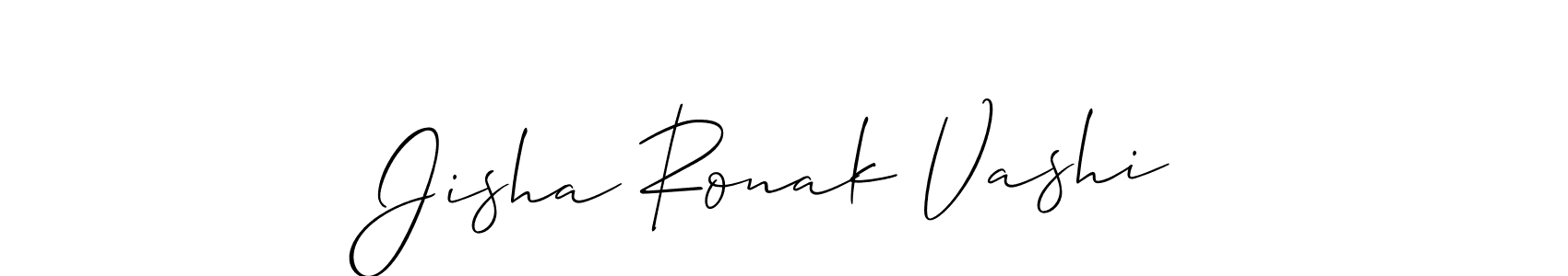 Jisha Ronak Vashi stylish signature style. Best Handwritten Sign (Allison_Script) for my name. Handwritten Signature Collection Ideas for my name Jisha Ronak Vashi. Jisha Ronak Vashi signature style 2 images and pictures png