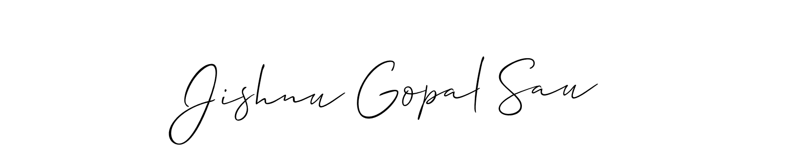 Use a signature maker to create a handwritten signature online. With this signature software, you can design (Allison_Script) your own signature for name Jishnu Gopal Sau. Jishnu Gopal Sau signature style 2 images and pictures png