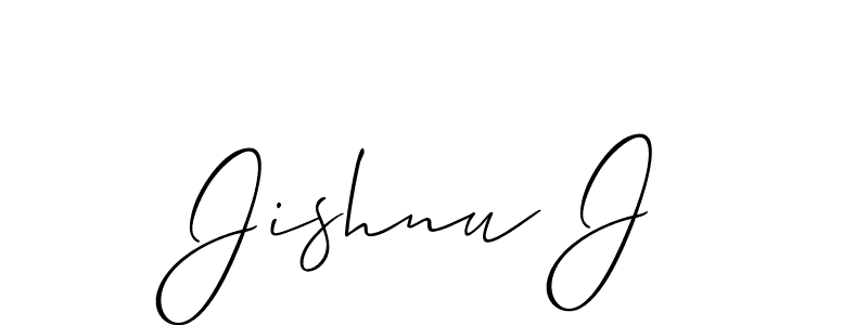 Jishnu J stylish signature style. Best Handwritten Sign (Allison_Script) for my name. Handwritten Signature Collection Ideas for my name Jishnu J. Jishnu J signature style 2 images and pictures png