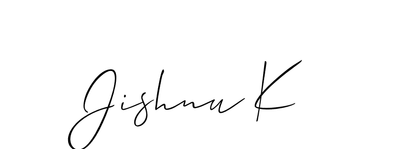 It looks lik you need a new signature style for name Jishnu K. Design unique handwritten (Allison_Script) signature with our free signature maker in just a few clicks. Jishnu K signature style 2 images and pictures png