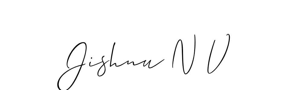 Create a beautiful signature design for name Jishnu N V. With this signature (Allison_Script) fonts, you can make a handwritten signature for free. Jishnu N V signature style 2 images and pictures png
