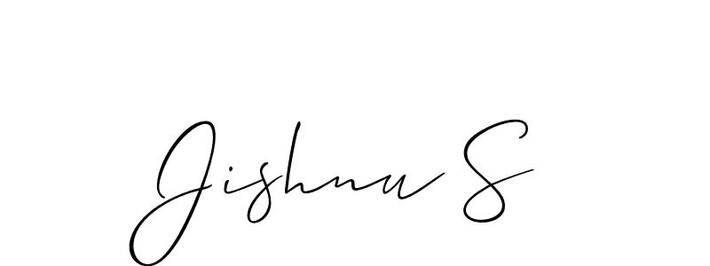 You should practise on your own different ways (Allison_Script) to write your name (Jishnu S) in signature. don't let someone else do it for you. Jishnu S signature style 2 images and pictures png