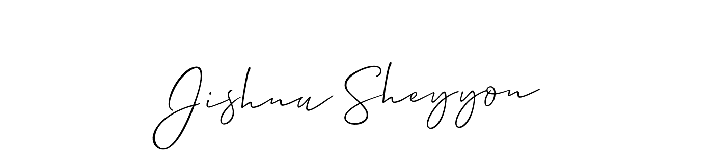 Jishnu Sheyyon stylish signature style. Best Handwritten Sign (Allison_Script) for my name. Handwritten Signature Collection Ideas for my name Jishnu Sheyyon. Jishnu Sheyyon signature style 2 images and pictures png
