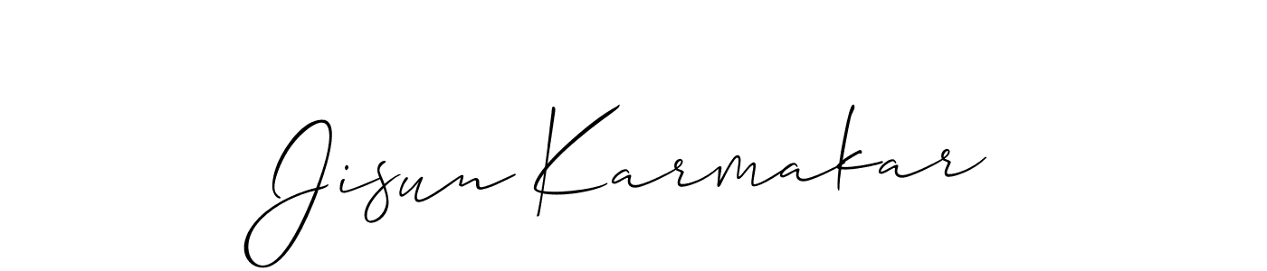 Also we have Jisun Karmakar name is the best signature style. Create professional handwritten signature collection using Allison_Script autograph style. Jisun Karmakar signature style 2 images and pictures png
