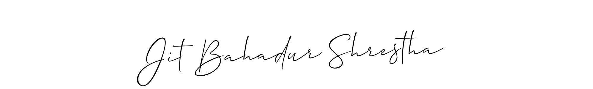 Allison_Script is a professional signature style that is perfect for those who want to add a touch of class to their signature. It is also a great choice for those who want to make their signature more unique. Get Jit Bahadur Shrestha name to fancy signature for free. Jit Bahadur Shrestha signature style 2 images and pictures png