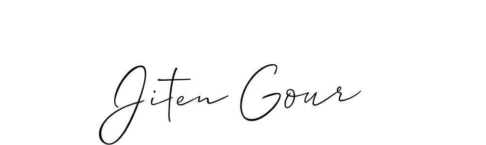 Allison_Script is a professional signature style that is perfect for those who want to add a touch of class to their signature. It is also a great choice for those who want to make their signature more unique. Get Jiten Gour name to fancy signature for free. Jiten Gour signature style 2 images and pictures png