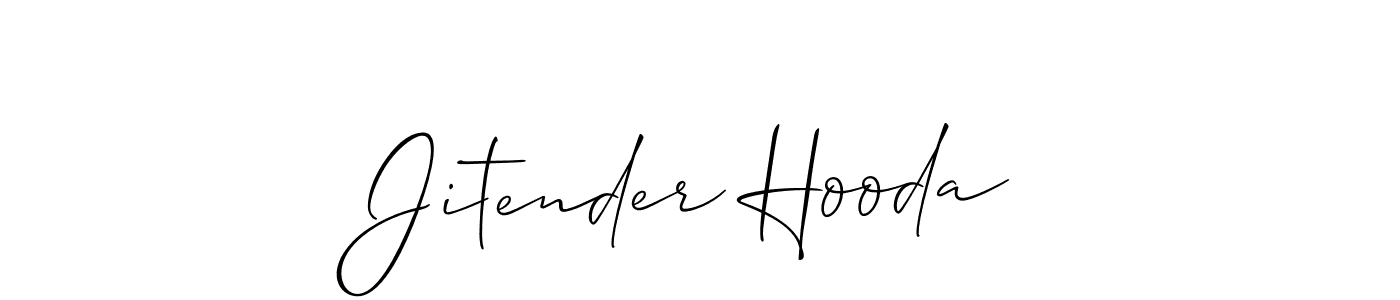 Also we have Jitender Hooda name is the best signature style. Create professional handwritten signature collection using Allison_Script autograph style. Jitender Hooda signature style 2 images and pictures png