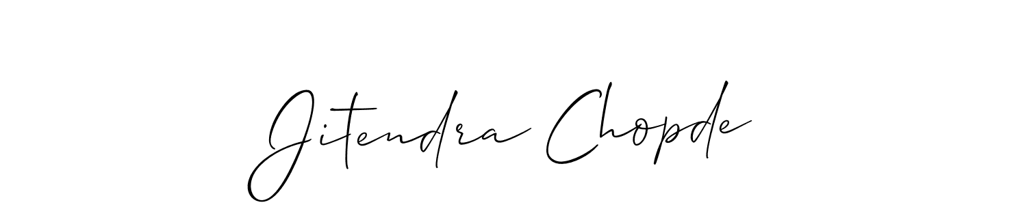 Make a short Jitendra Chopde signature style. Manage your documents anywhere anytime using Allison_Script. Create and add eSignatures, submit forms, share and send files easily. Jitendra Chopde signature style 2 images and pictures png