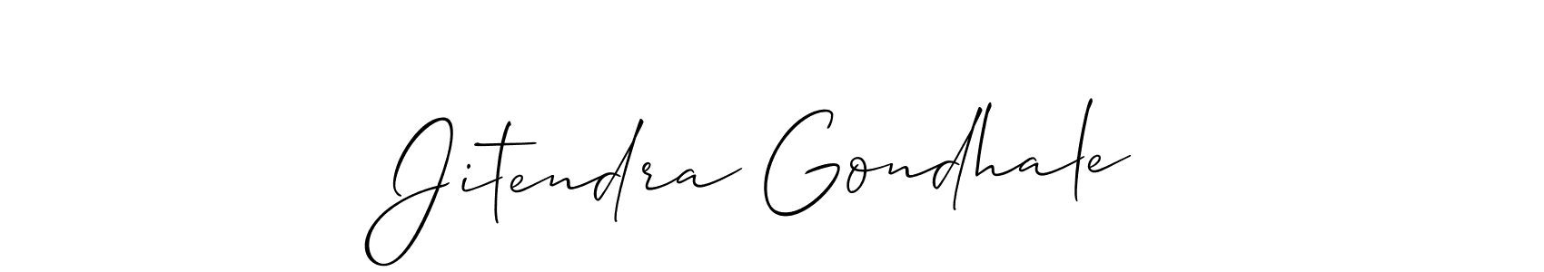 The best way (Allison_Script) to make a short signature is to pick only two or three words in your name. The name Jitendra Gondhale include a total of six letters. For converting this name. Jitendra Gondhale signature style 2 images and pictures png