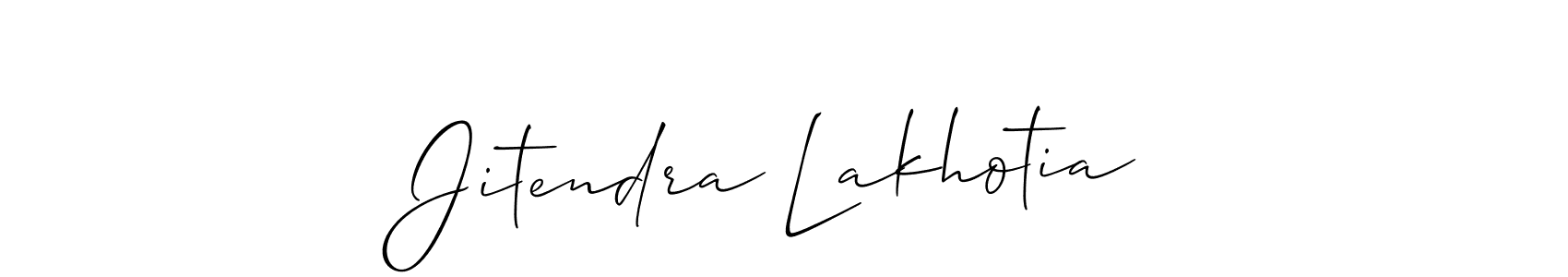 Make a short Jitendra Lakhotia signature style. Manage your documents anywhere anytime using Allison_Script. Create and add eSignatures, submit forms, share and send files easily. Jitendra Lakhotia signature style 2 images and pictures png