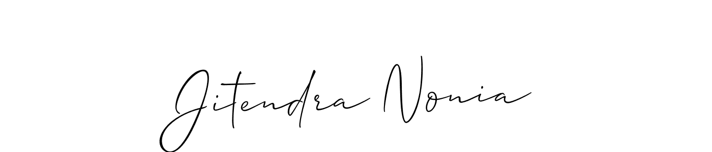 The best way (Allison_Script) to make a short signature is to pick only two or three words in your name. The name Jitendra Nonia include a total of six letters. For converting this name. Jitendra Nonia signature style 2 images and pictures png