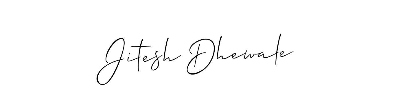 The best way (Allison_Script) to make a short signature is to pick only two or three words in your name. The name Jitesh Dhewale include a total of six letters. For converting this name. Jitesh Dhewale signature style 2 images and pictures png