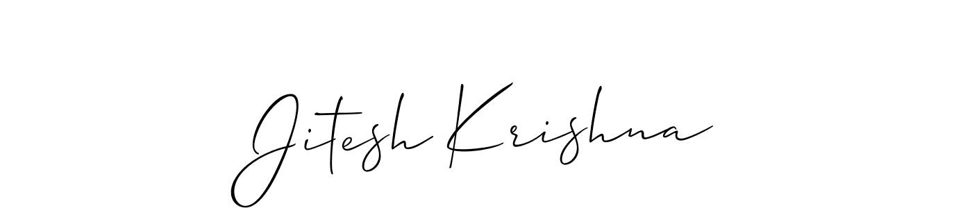 if you are searching for the best signature style for your name Jitesh Krishna. so please give up your signature search. here we have designed multiple signature styles  using Allison_Script. Jitesh Krishna signature style 2 images and pictures png