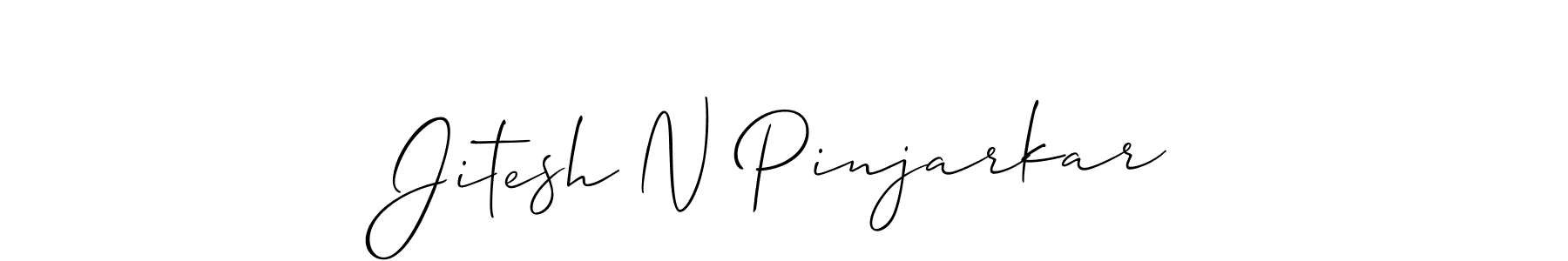 Allison_Script is a professional signature style that is perfect for those who want to add a touch of class to their signature. It is also a great choice for those who want to make their signature more unique. Get Jitesh N Pinjarkar name to fancy signature for free. Jitesh N Pinjarkar signature style 2 images and pictures png