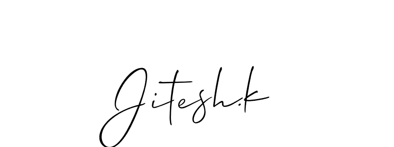 Also we have Jitesh.k name is the best signature style. Create professional handwritten signature collection using Allison_Script autograph style. Jitesh.k signature style 2 images and pictures png