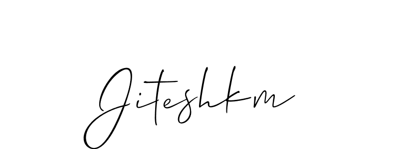 How to make Jiteshkm name signature. Use Allison_Script style for creating short signs online. This is the latest handwritten sign. Jiteshkm signature style 2 images and pictures png
