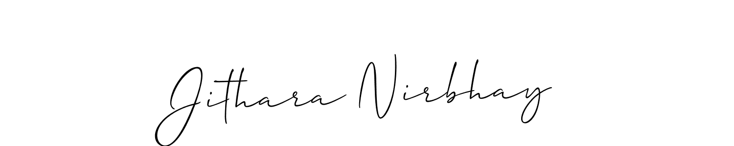 Allison_Script is a professional signature style that is perfect for those who want to add a touch of class to their signature. It is also a great choice for those who want to make their signature more unique. Get Jithara Nirbhay name to fancy signature for free. Jithara Nirbhay signature style 2 images and pictures png