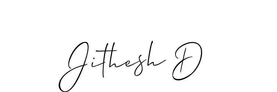if you are searching for the best signature style for your name Jithesh D. so please give up your signature search. here we have designed multiple signature styles  using Allison_Script. Jithesh D signature style 2 images and pictures png