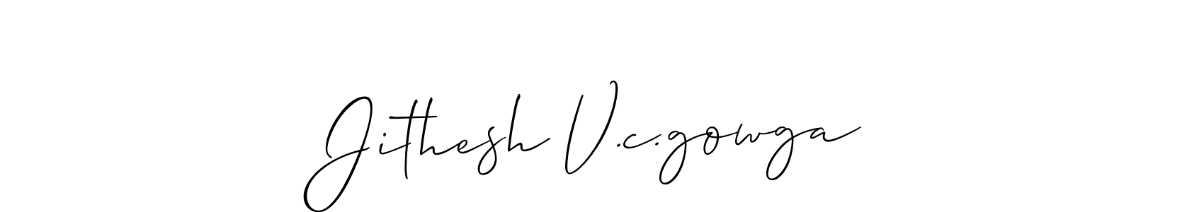 Also we have Jithesh V.c.gowga name is the best signature style. Create professional handwritten signature collection using Allison_Script autograph style. Jithesh V.c.gowga signature style 2 images and pictures png