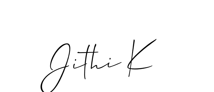 Allison_Script is a professional signature style that is perfect for those who want to add a touch of class to their signature. It is also a great choice for those who want to make their signature more unique. Get Jithi K name to fancy signature for free. Jithi K signature style 2 images and pictures png