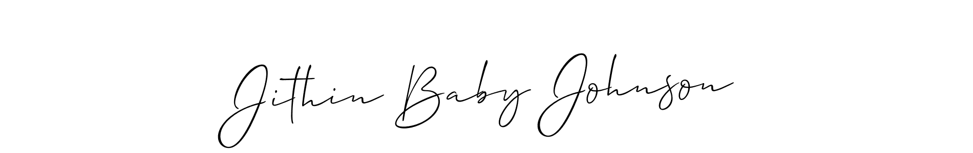 Make a beautiful signature design for name Jithin Baby Johnson. With this signature (Allison_Script) style, you can create a handwritten signature for free. Jithin Baby Johnson signature style 2 images and pictures png