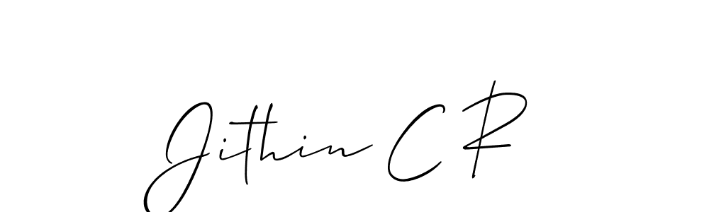 Jithin C R stylish signature style. Best Handwritten Sign (Allison_Script) for my name. Handwritten Signature Collection Ideas for my name Jithin C R. Jithin C R signature style 2 images and pictures png
