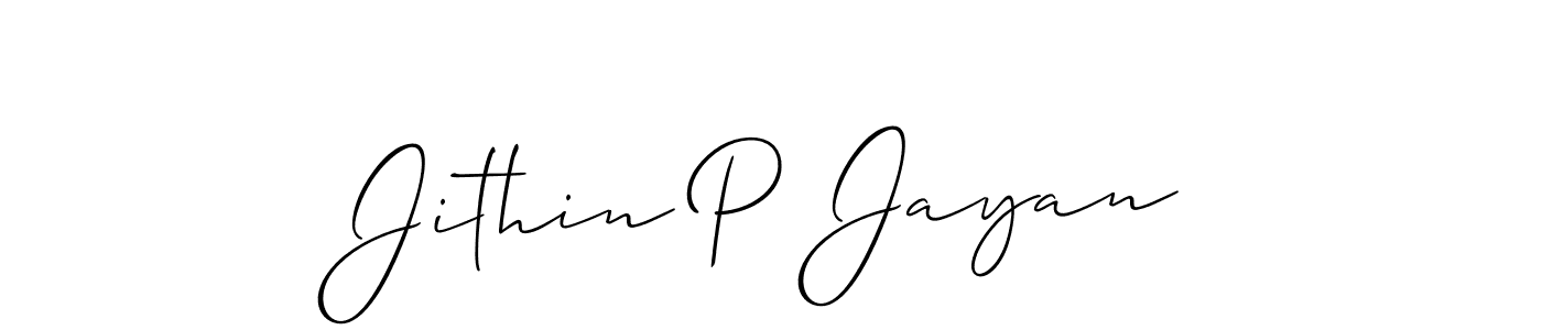 Create a beautiful signature design for name Jithin P Jayan. With this signature (Allison_Script) fonts, you can make a handwritten signature for free. Jithin P Jayan signature style 2 images and pictures png
