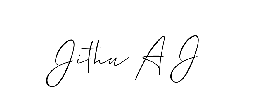 Design your own signature with our free online signature maker. With this signature software, you can create a handwritten (Allison_Script) signature for name Jithu A J. Jithu A J signature style 2 images and pictures png