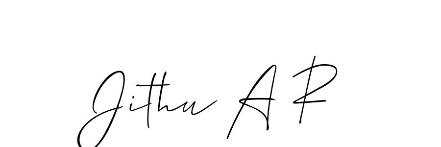 Make a beautiful signature design for name Jithu A R. With this signature (Allison_Script) style, you can create a handwritten signature for free. Jithu A R signature style 2 images and pictures png