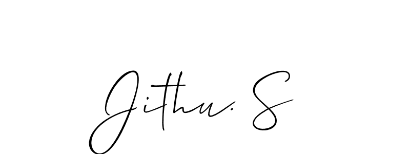 It looks lik you need a new signature style for name Jithu. S. Design unique handwritten (Allison_Script) signature with our free signature maker in just a few clicks. Jithu. S signature style 2 images and pictures png