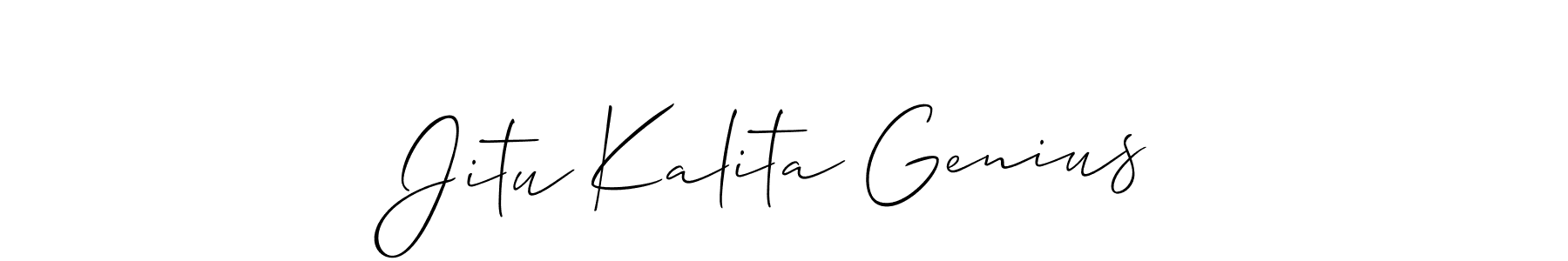 if you are searching for the best signature style for your name Jitu Kalita Genius. so please give up your signature search. here we have designed multiple signature styles  using Allison_Script. Jitu Kalita Genius signature style 2 images and pictures png