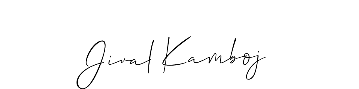 Allison_Script is a professional signature style that is perfect for those who want to add a touch of class to their signature. It is also a great choice for those who want to make their signature more unique. Get Jival Kamboj name to fancy signature for free. Jival Kamboj signature style 2 images and pictures png