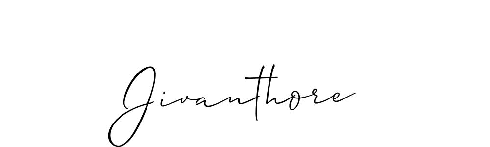 The best way (Allison_Script) to make a short signature is to pick only two or three words in your name. The name Jivanthore include a total of six letters. For converting this name. Jivanthore signature style 2 images and pictures png