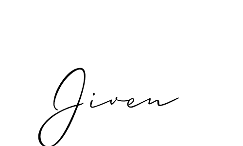 The best way (Allison_Script) to make a short signature is to pick only two or three words in your name. The name Jiven include a total of six letters. For converting this name. Jiven signature style 2 images and pictures png