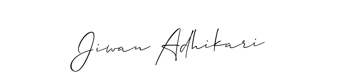 How to make Jiwan Adhikari signature? Allison_Script is a professional autograph style. Create handwritten signature for Jiwan Adhikari name. Jiwan Adhikari signature style 2 images and pictures png