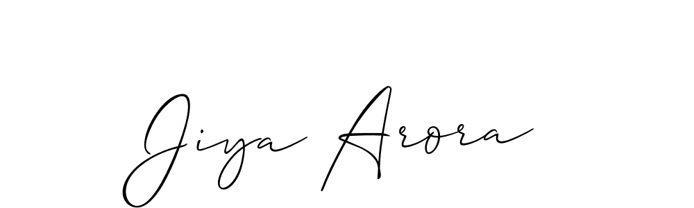 Design your own signature with our free online signature maker. With this signature software, you can create a handwritten (Allison_Script) signature for name Jiya Arora. Jiya Arora signature style 2 images and pictures png