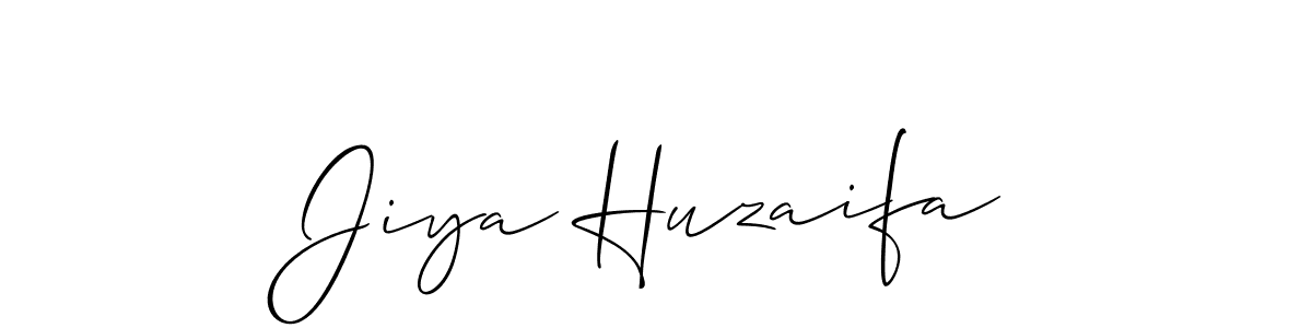 Allison_Script is a professional signature style that is perfect for those who want to add a touch of class to their signature. It is also a great choice for those who want to make their signature more unique. Get Jiya Huzaifa name to fancy signature for free. Jiya Huzaifa signature style 2 images and pictures png