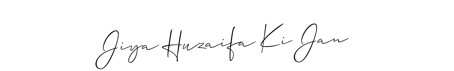 How to make Jiya Huzaifa Ki Jan name signature. Use Allison_Script style for creating short signs online. This is the latest handwritten sign. Jiya Huzaifa Ki Jan signature style 2 images and pictures png