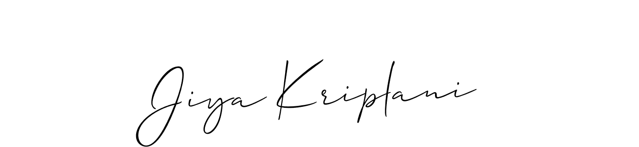 The best way (Allison_Script) to make a short signature is to pick only two or three words in your name. The name Jiya Kriplani include a total of six letters. For converting this name. Jiya Kriplani signature style 2 images and pictures png