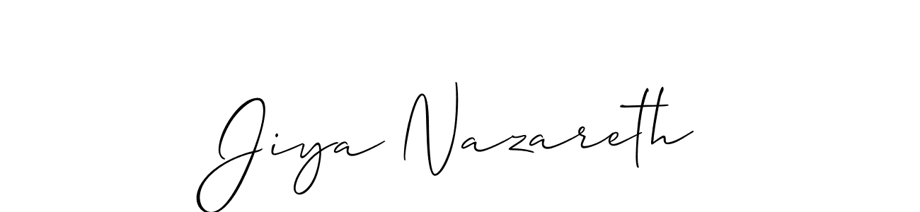 It looks lik you need a new signature style for name Jiya Nazareth. Design unique handwritten (Allison_Script) signature with our free signature maker in just a few clicks. Jiya Nazareth signature style 2 images and pictures png