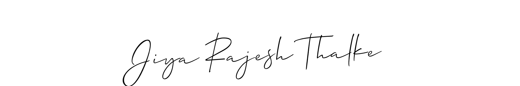 Use a signature maker to create a handwritten signature online. With this signature software, you can design (Allison_Script) your own signature for name Jiya Rajesh Thalke. Jiya Rajesh Thalke signature style 2 images and pictures png