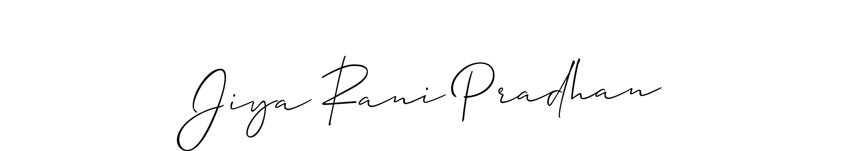 Also we have Jiya Rani Pradhan name is the best signature style. Create professional handwritten signature collection using Allison_Script autograph style. Jiya Rani Pradhan signature style 2 images and pictures png