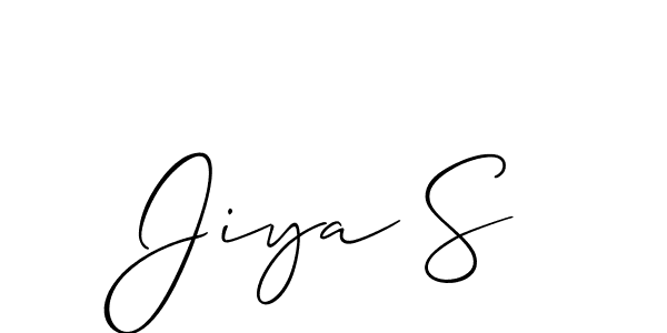 Make a beautiful signature design for name Jiya S. With this signature (Allison_Script) style, you can create a handwritten signature for free. Jiya S signature style 2 images and pictures png