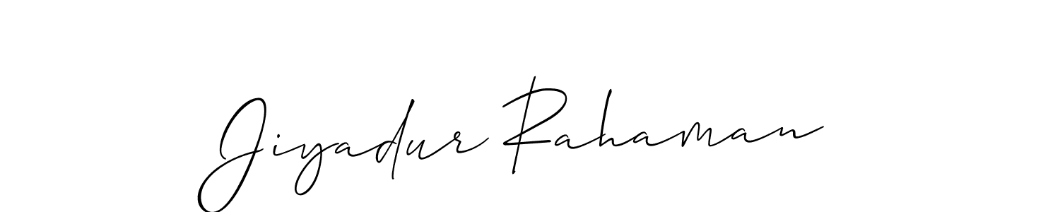 The best way (Allison_Script) to make a short signature is to pick only two or three words in your name. The name Jiyadur Rahaman include a total of six letters. For converting this name. Jiyadur Rahaman signature style 2 images and pictures png