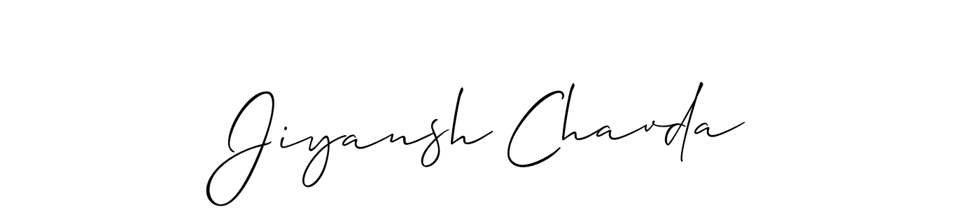 How to make Jiyansh Chavda signature? Allison_Script is a professional autograph style. Create handwritten signature for Jiyansh Chavda name. Jiyansh Chavda signature style 2 images and pictures png