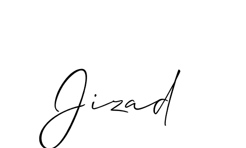 Make a beautiful signature design for name Jizad. With this signature (Allison_Script) style, you can create a handwritten signature for free. Jizad signature style 2 images and pictures png
