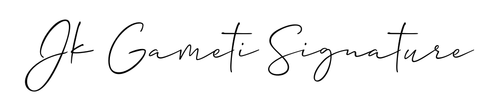 A sleek calligraphic signature for name Jk Gameti Signature utilizing Allison_Script styling. Great for adding personal signatures to photos and art. Jk Gameti Signature signature style 2 images and pictures png