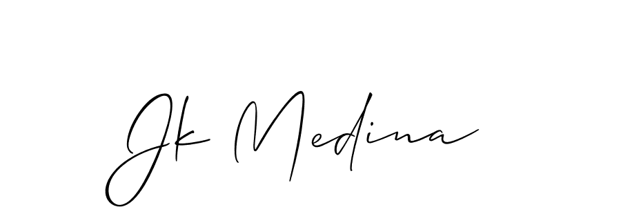 Create a beautiful signature design for name Jk Medina. With this signature (Allison_Script) fonts, you can make a handwritten signature for free. Jk Medina signature style 2 images and pictures png