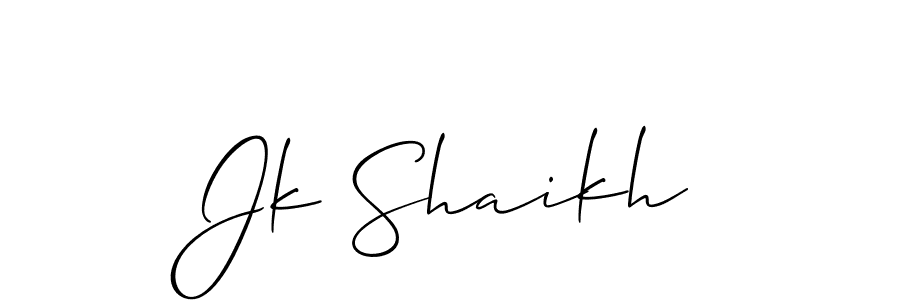 Also You can easily find your signature by using the search form. We will create Jk Shaikh name handwritten signature images for you free of cost using Allison_Script sign style. Jk Shaikh signature style 2 images and pictures png